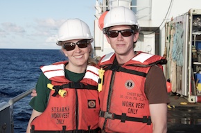 Will and Adrienne, in hard hats and life jackets